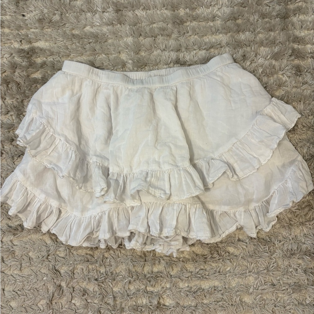 Aerie White Ruffled Mini Skirt